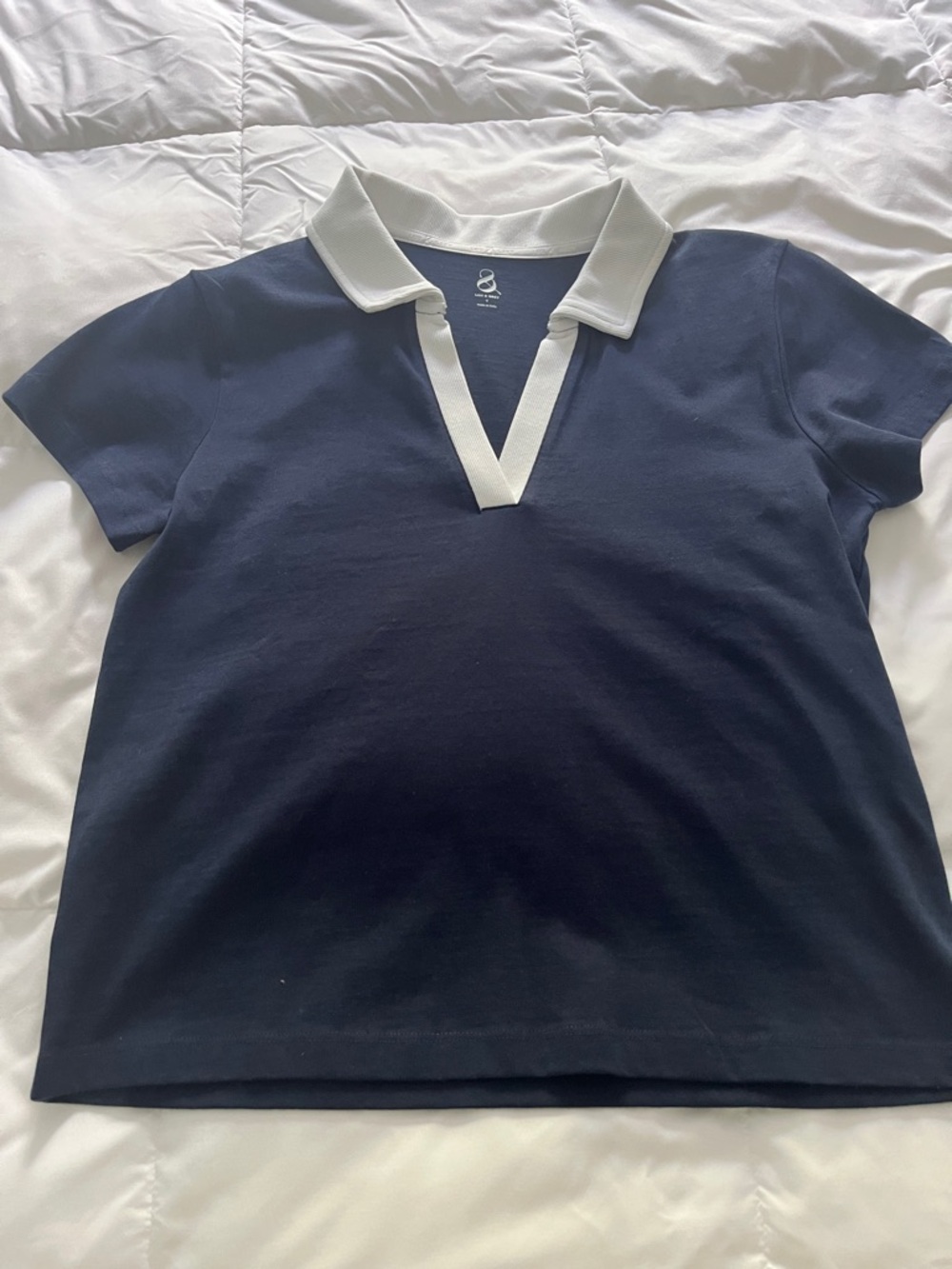 Lou & Grey Navy Polo with White Trim